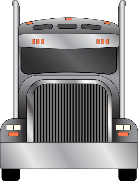 半卡车前视图与管道-矢量插图图片下载