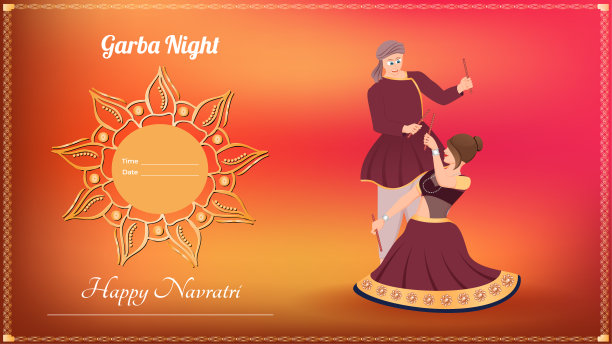 一对丹迪亚矢量插图，创意丹迪亚横幅，快乐的Navratri。图片下载