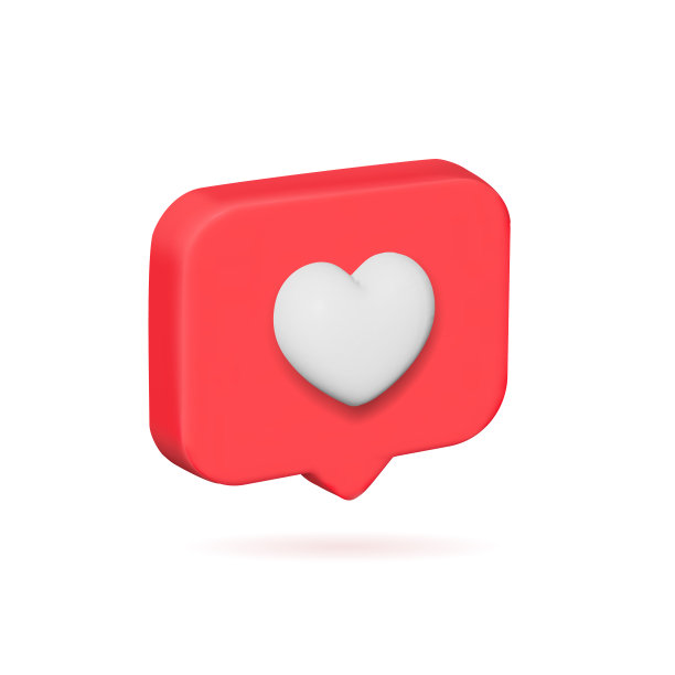红色泡泡像大拇指按钮或反馈心脏图标孤立在白色背景3d渲染图片下载