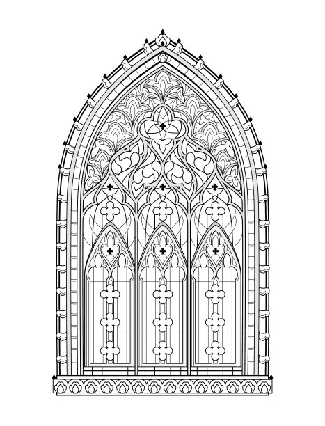 漂亮的法式哥特式彩色玻璃窗图片下载