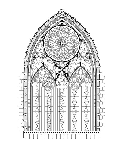 漂亮的法式哥特式彩色玻璃窗图片下载