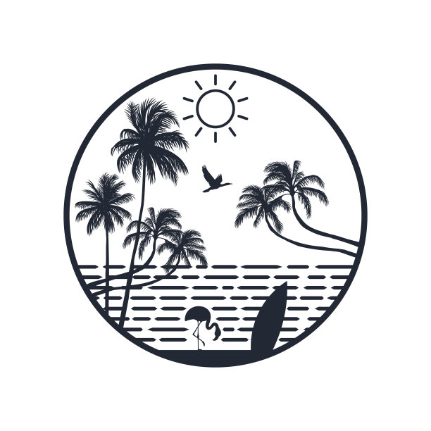 夏季的海洋和海滩全景景观图片下载