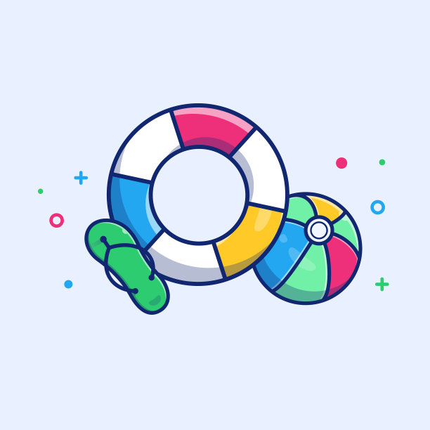 游泳轮胎和卡通凉鞋图片下载