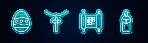 在链条上设置线复活节彩蛋十字架图片下载