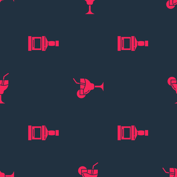 威士忌酒瓶和鸡尾酒的无缝连接图片下载