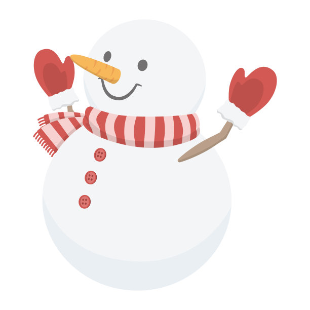 矢量插图的雪人与围巾和手套孤立的背景。图片下载