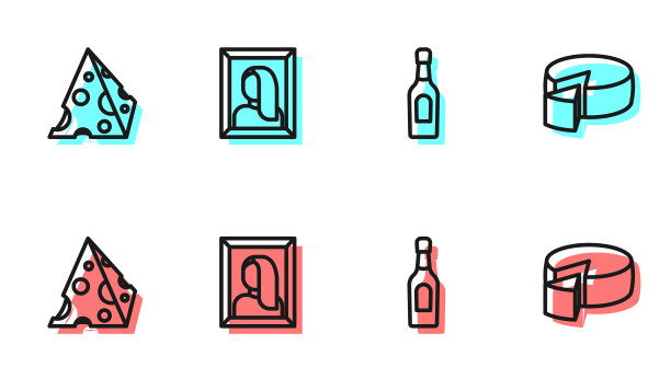 设置线香槟瓶奶酪肖像图片下载