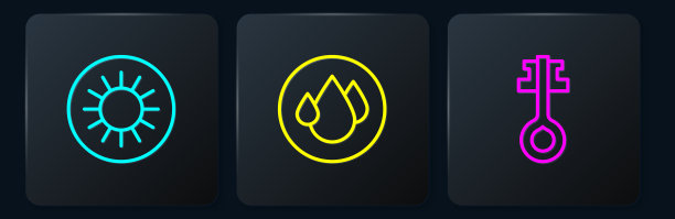 Set line太阳老魔法钥匙和水滴黑图片下载