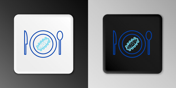 线服务黄瓜在盘子图标孤立上图片下载