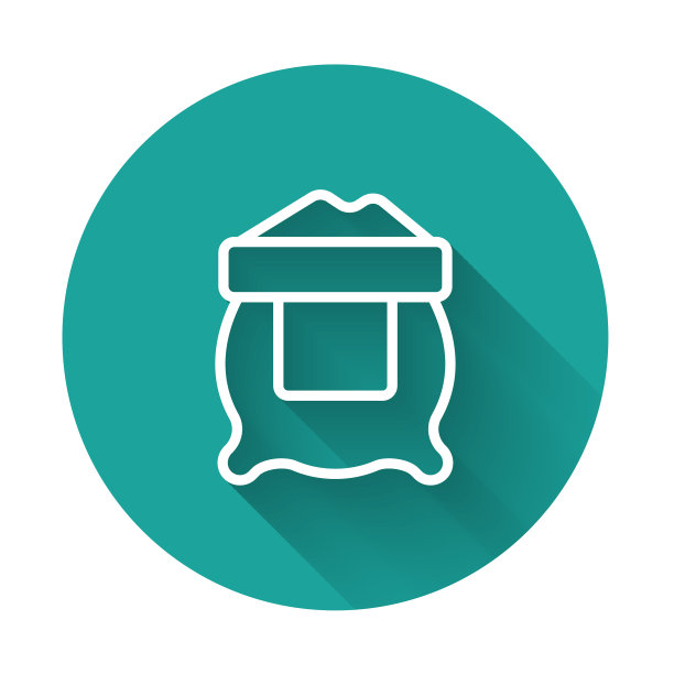 白线袋的面粉图标与长隔离图片下载