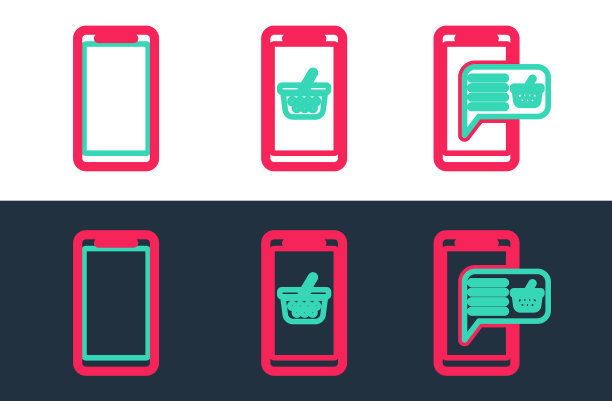 设置线移动和购物篮智能手机图片下载