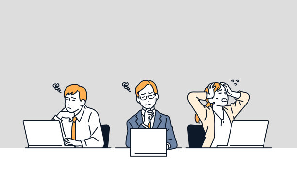 商务人士在笔记本电脑前忧心忡忡图片下载