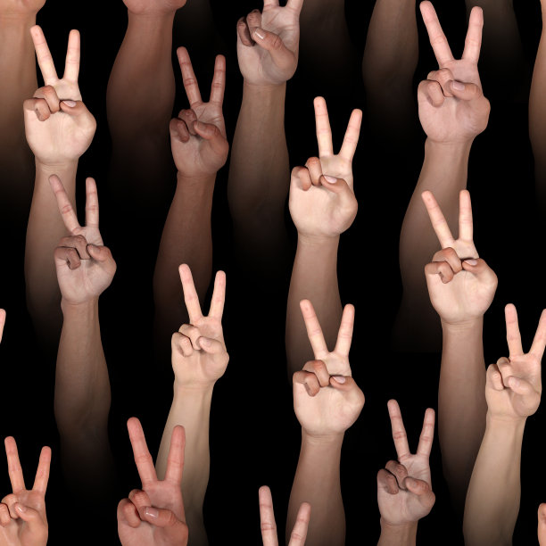 胜利手势手势无缝图案图片下载