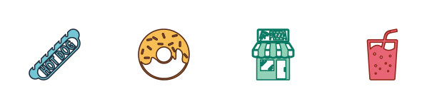 设置热狗三明治甜甜圈比萨大厦图片下载