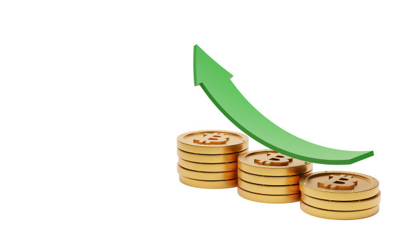 3d插图加密货币比特币与箭头金融图形和硬币元素的概念图片下载