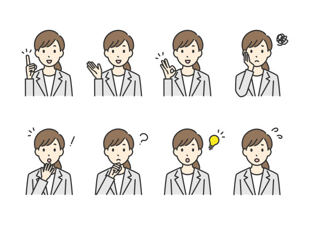 女性办公室职员各种姿势的插图图片下载