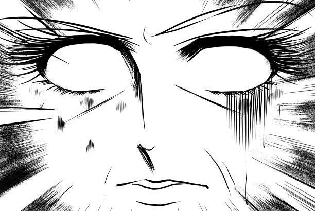 70年代女孩卡通：黑白插画，女士害怕皱纹和斑点图片下载