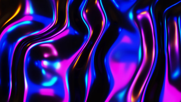 摘要背景，3D黑波与霓虹灯发光的彩色激光图片下载