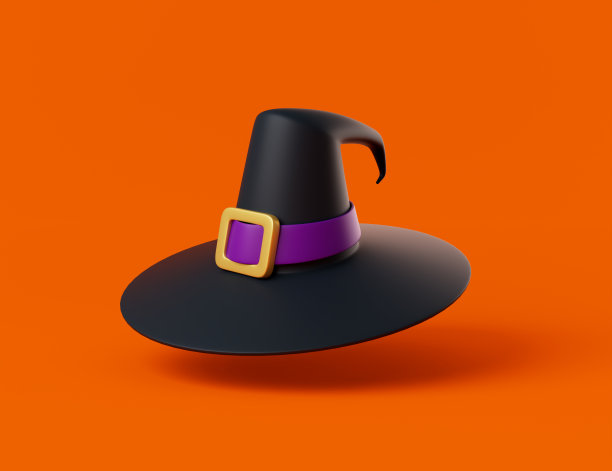 简单的万圣节卡通女巫帽3d渲染插图图片下载