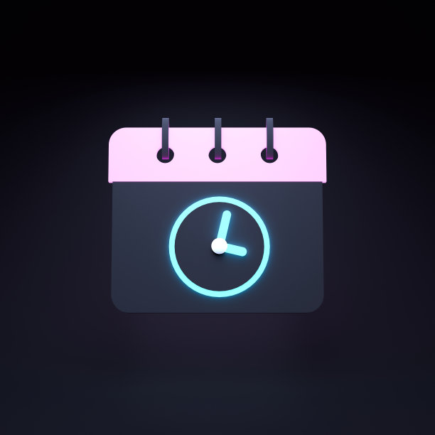 日历图标与时钟。3 d渲染插图。图片下载