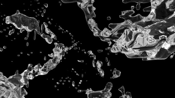 清澈的水飞溅模拟从中心。图片下载