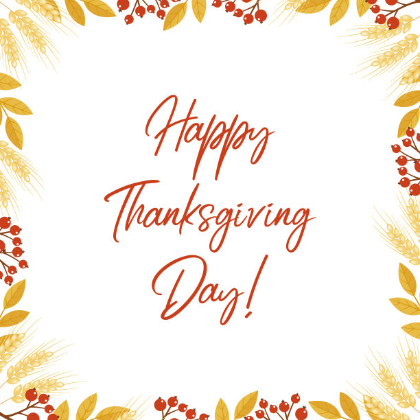 感恩节贺卡设计。秋季植物框架模板图片下载