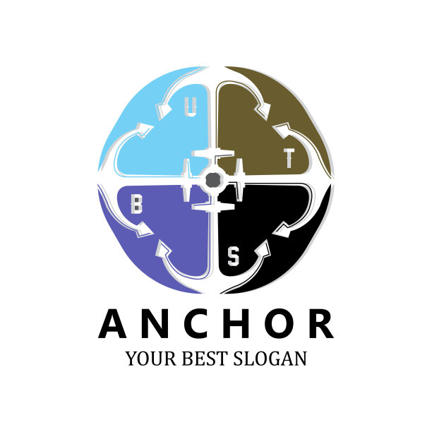船锚标志图标矢量，港口，复古设计插图图片下载