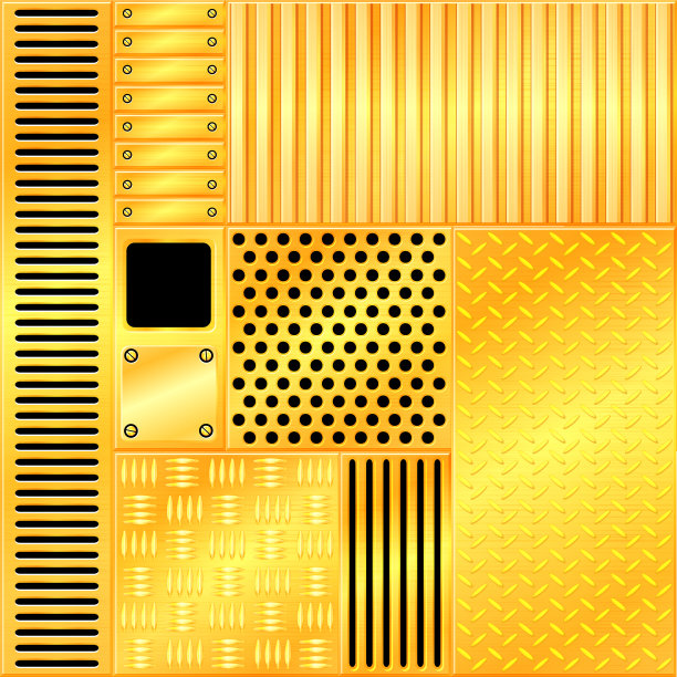 无缝不同的黄金金属背景。矢量图图片下载