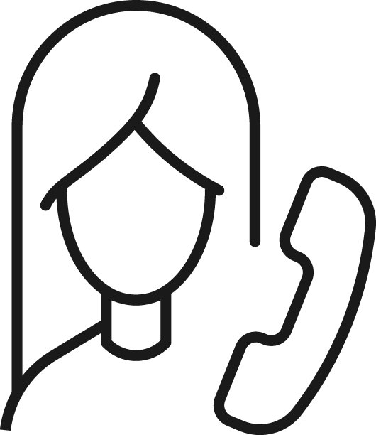 女人的职业、职业、爱好。轮廓标志绘制与黑色细线。可编辑的中风。矢量单色线图标的电话接收机由女性图片下载