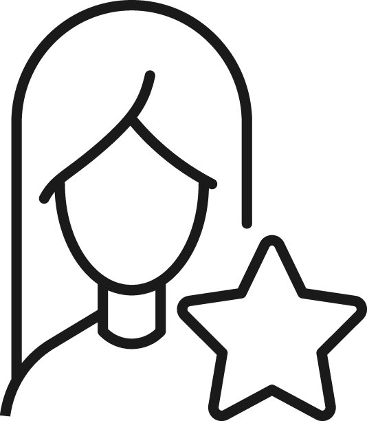 女人的职业、职业、爱好。轮廓标志绘制与黑色细线。可编辑的中风。矢量单色线图标的明星由女性图片下载