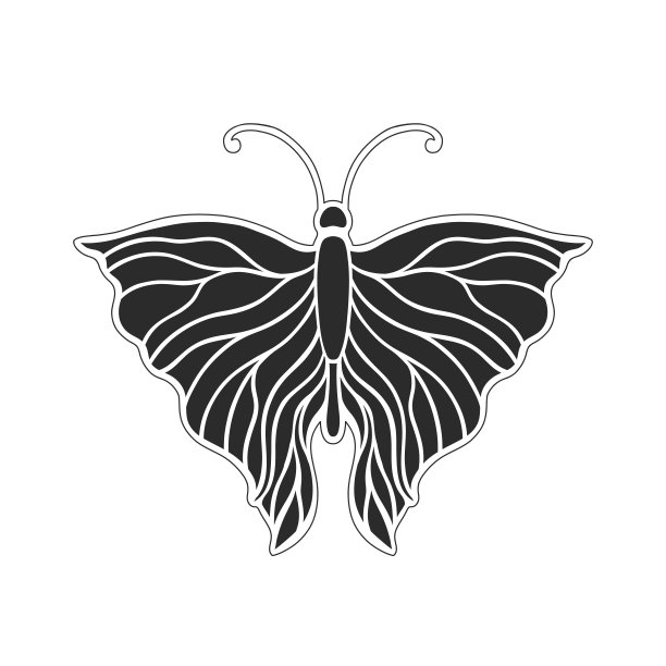 新艺术风格基本的蝴蝶元素。1920-1930年复古设计。象征图案设计。孤立在白色的。图片下载