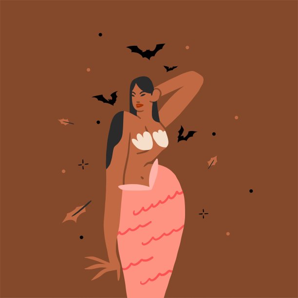 手绘抽象矢量图形剪贴画插图，万圣节节日服装派对成人人物集合设置。令人毛骨悚然的万圣节设计海报概念。万圣节当代艺术快乐。图片下载