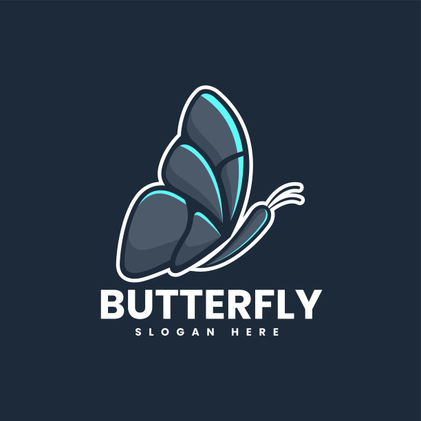 矢量插图蝴蝶简单的吉祥物风格。图片下载