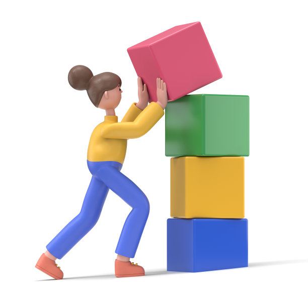 3d人-女人，有立方体的人图片下载