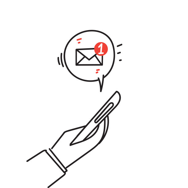 手绘涂鸦在智能手机上的新信息插图矢量图片下载