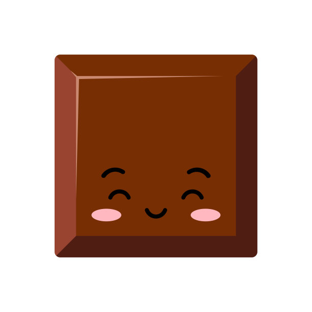 可爱的方形巧克力块儿童表情符号矢量图标。图片下载