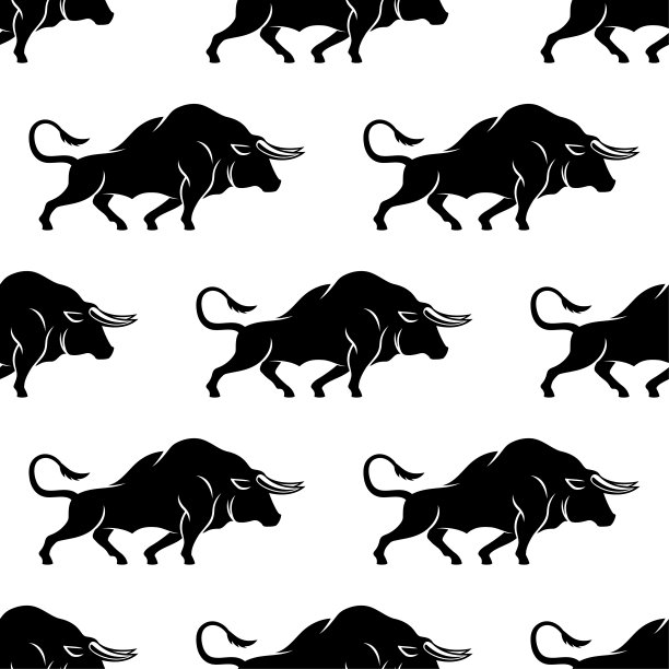 无缝图案与公牛。图片下载