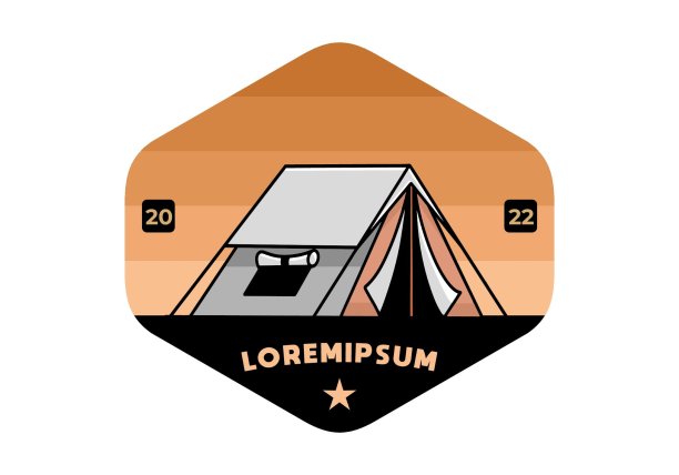 双层帐篷平面插图徽章设计图片下载