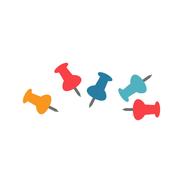 图钉插图。学校用品平面设计。办公文具及学校用品。图钉的笔记图标。图片下载