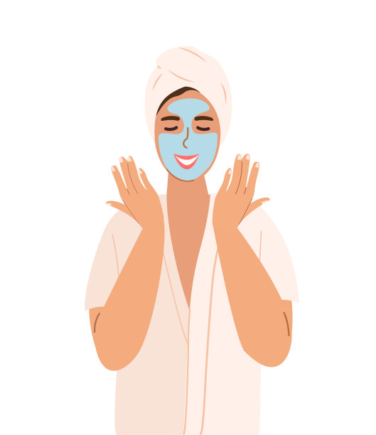 年轻美丽的女人喜欢她新鲜健康的面部皮肤。女士按摩脸。美丽的过程。针灸抗衰老自我护理。抗衰老护肤方法。矢量平面插图孤立在白色上图片下载