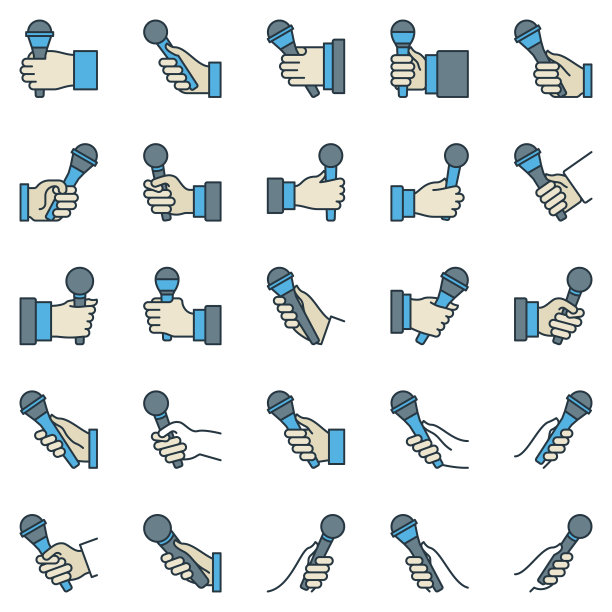 麦克风在手轮廓彩色矢量图标设置图片下载