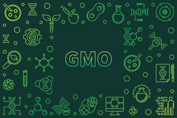 矢量GMO概念水平轮廓绿色框架图片下载