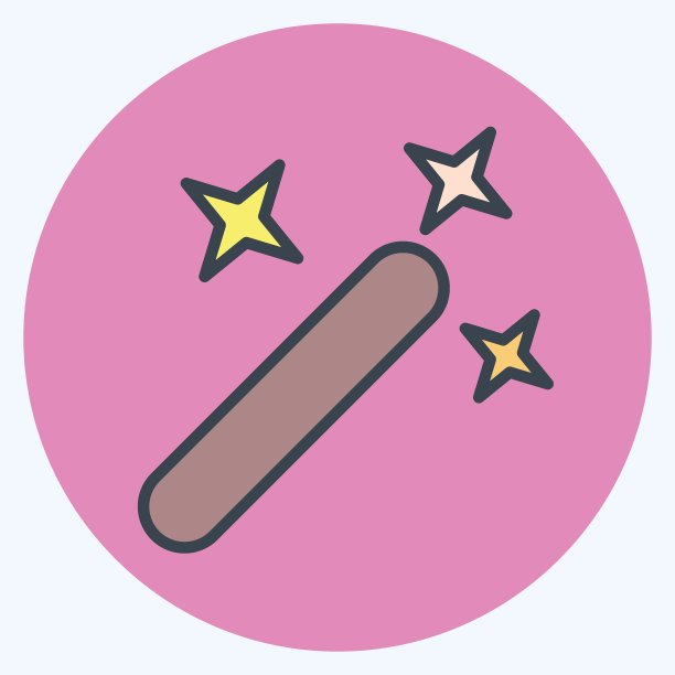 图标魔杖。有关平面设计工具符号。颜色风格交配。简单的设计可编辑。简单的说明。简单的矢量图标图片下载