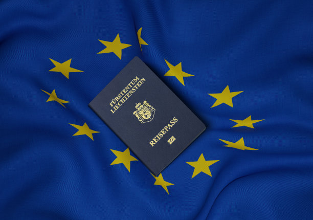 欧盟旗帜上的列支敦士登护照图片下载