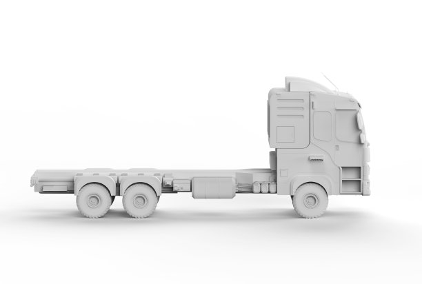 白色后勤拖车或货车模型模型模拟图片下载