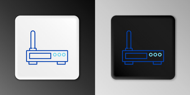 线路路由器和wi-fi信号图标隔离在灰色图片下载