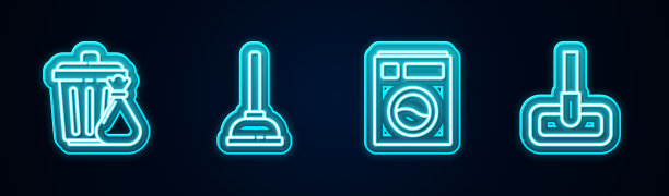 设置行垃圾桶和垃圾袋橡胶柱塞图片下载