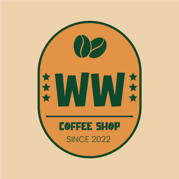 Ww现代咖啡店标志设计高品质图片下载