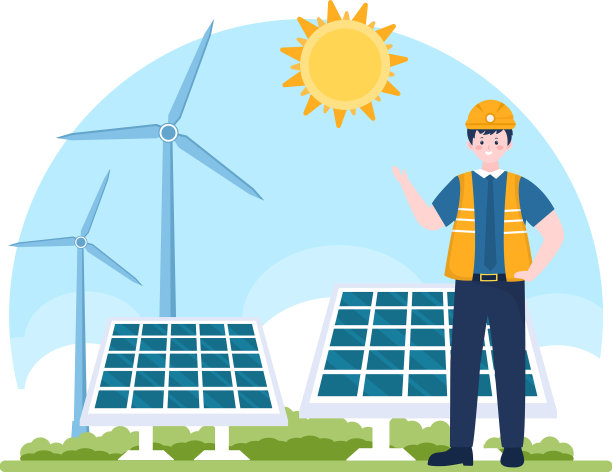 太阳能安装板或风力涡轮机图片下载