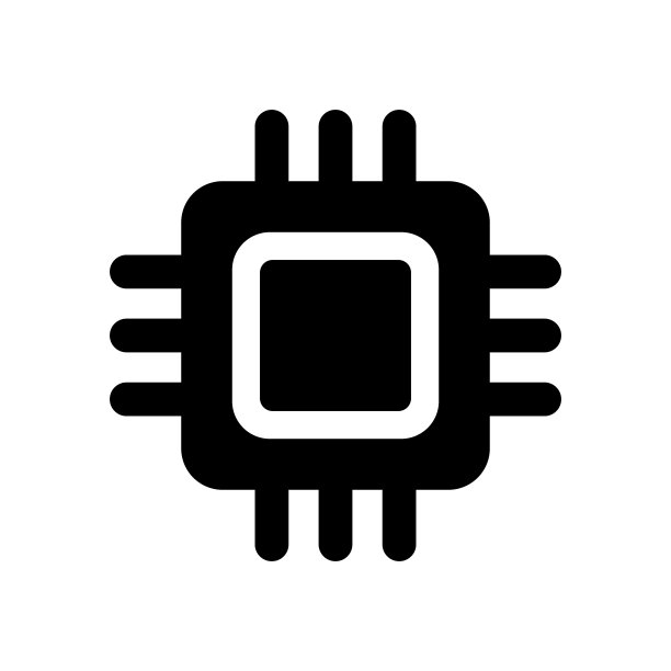 电脑芯片图标在白色背景图片下载